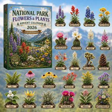 National Park Flowers &amp; Plants Advent Calendar 2026 - 24-Day Countdown, Acrylic Charms Every Day Bring New Suprises