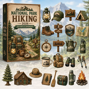 National Park Hiking Pack Advent Calendar 2026 - 24-Day Countdown, Acrylic Charms Every Day Bring New Suprises