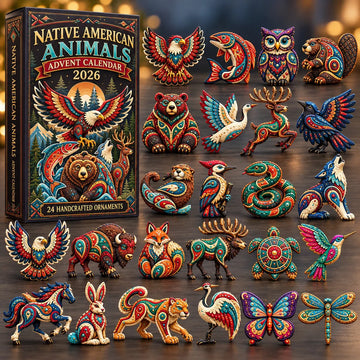 Native American Animals Advent Calendar 2026 - 24-Day Countdown, Acrylic Charms