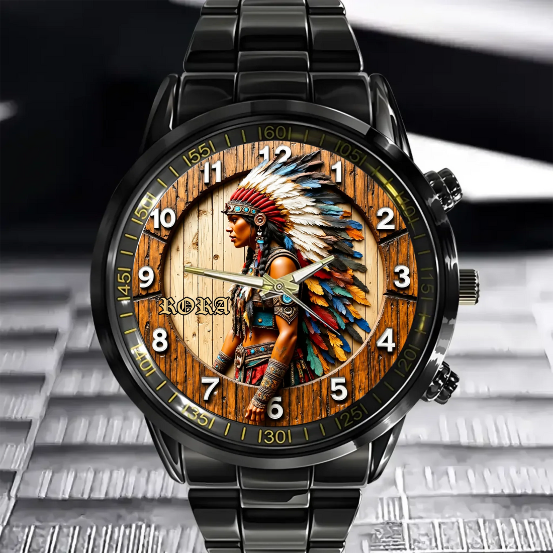 Native American Woman Customized Watch Personalized Name Meaningful Indigenous Heritage Gift-1