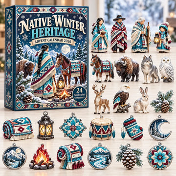 Native Winter Advent Calendar 2026 - 24-Day Countdown, Acrylic Charms