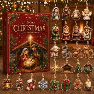Nativity Advent Calendar 24 Day Christian Christmas Countdown With Acrylic Or Wood Charms