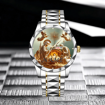 Nativity Moment Customized Christian Watch - Personalized Name - Birthday Gift For Christians