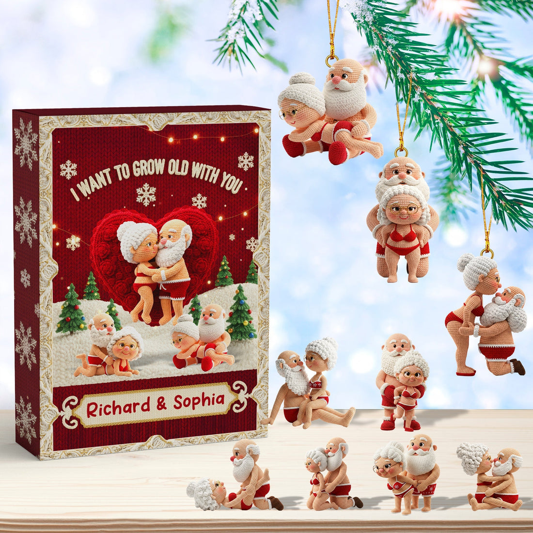 Naughty Couple Blind Box Personalized Gifts For Old Couple Christmas Advent Calendar Blind Box 24 Acrylic Ornament Countdown To Christmas