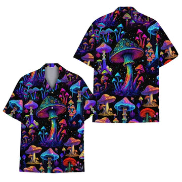 Neon Mushroom Hawaiian Shirts For Men And Women, Mushroom Hawaiian Shirts HE0055
