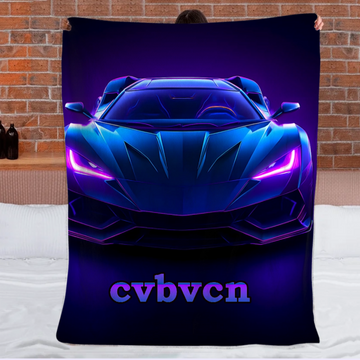 Neon Purple Car Customized Blanket - Personalized Name - Gifts For Racing, Car Lovers