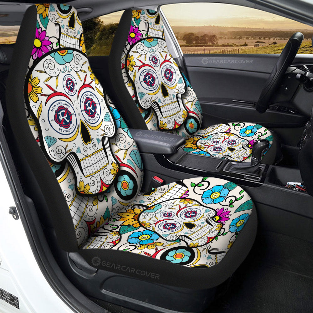 New England Revolution Car Seat Covers Custom Sugar Skull Car Accessories