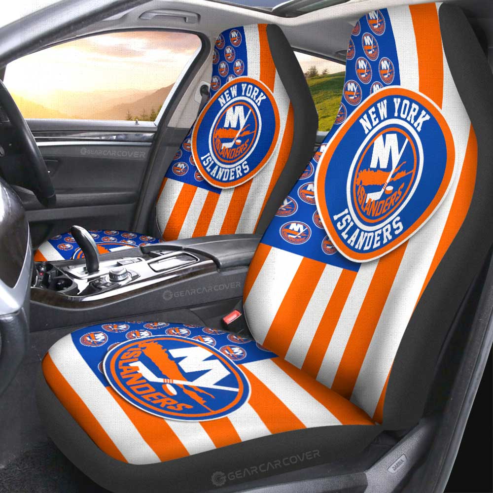 New York Islanders Car Seat Covers Custom US Flag Style