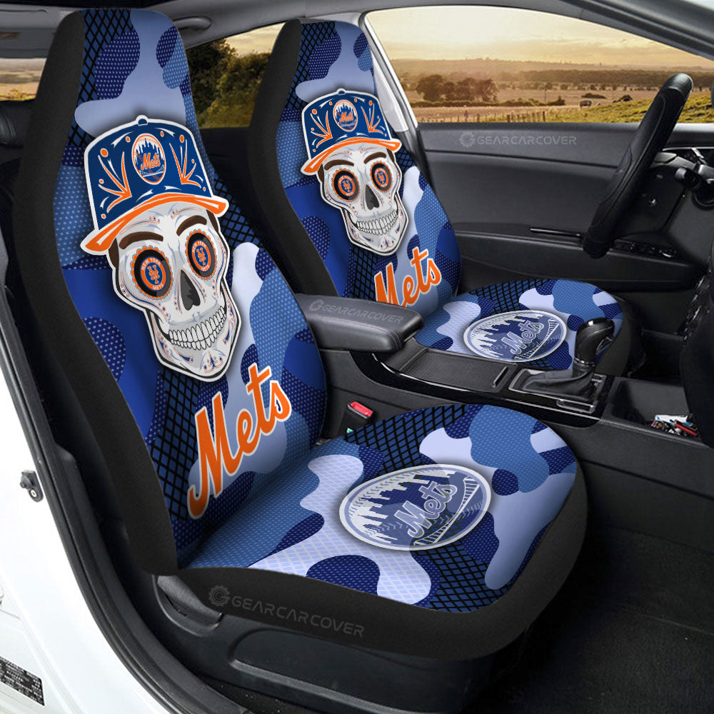 New York Mets Car Seat Covers Skull Theme Collection
