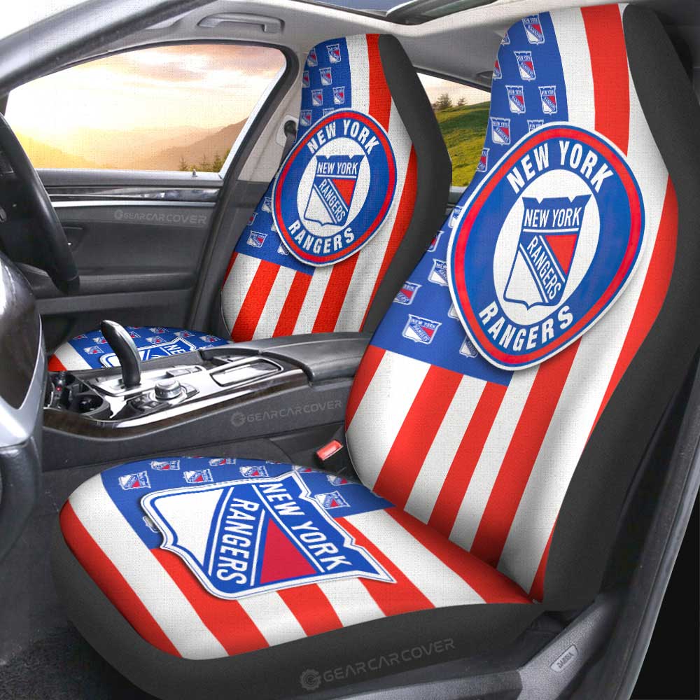 New York Rangers Car Seat Covers Custom US Flag Style