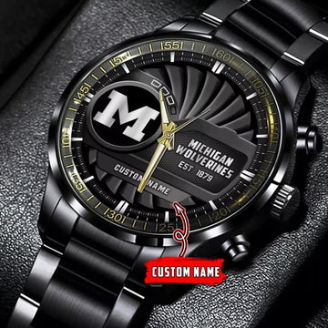 New Michigan Wolverines NCAA Personalized Black Hand Watch Gift For Fans