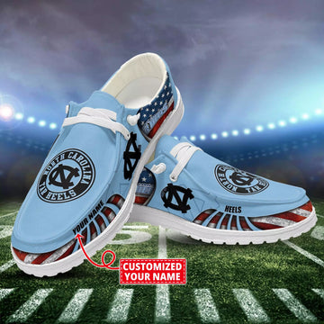 North Carolina Tar Heels NCAA Personalized Hey Dude Sports Shoes Custom Name Design Perfect Gift For Fans