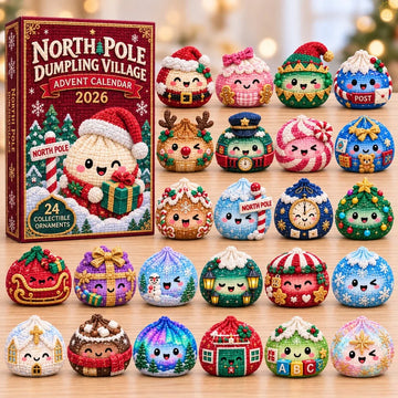 North Pole Dumpling Village Advent Calendar 2026 - 24-Day Countdown, Acrylic Charms