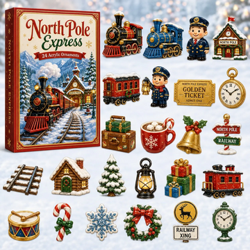 North Pole Express Advent Calendar 2026 - 24-Day Countdown, Acrylic Charms Every Day Bring New Suprises