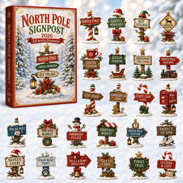 North Pole Signposts Advent Calendar 2026 - 24-Day Countdown, Acrylic Charms Every Day Bring New Suprises