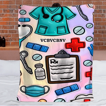 Nurse Accent Customized Blanket – Personalized Name – Commemorative Gift for Nurses & Healthcare Workers