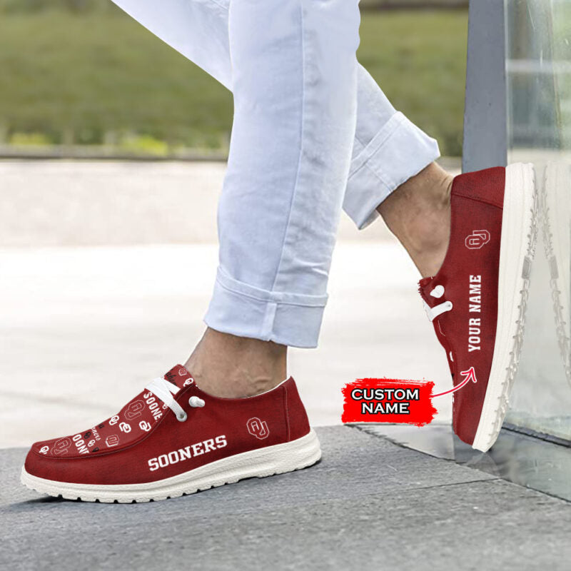 Oklahoma Sooners Hey Dude Shoes, NCAA Shoes -NCAA Pattern For All Teams Custom Name Shoes - Ingenious Gifts Your Whole Family