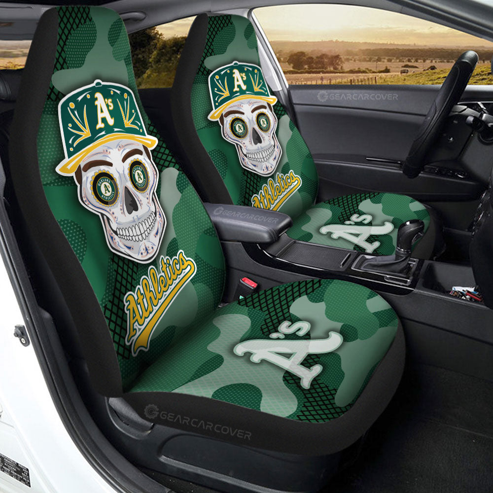 Oakland Athletics Car Seat Covers Skull Theme Collection