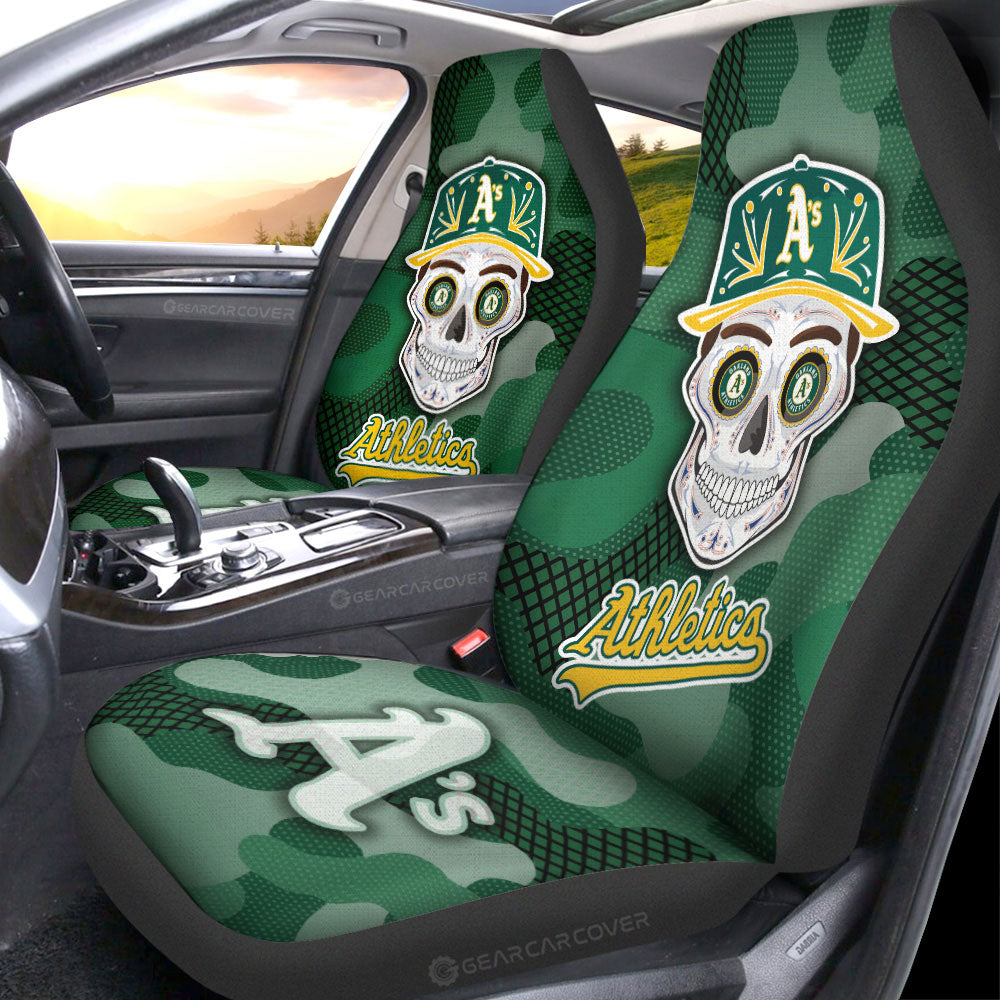Oakland Athletics Car Seat Covers Skull Theme Collection