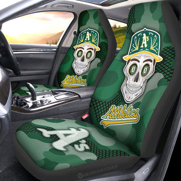 Oakland Athletics Car Seat Covers Skull Theme Collection