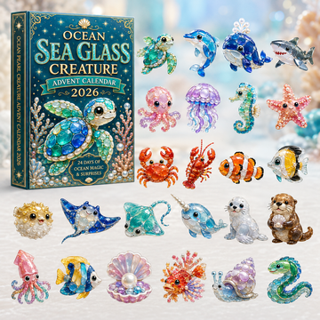 Ocean Sea Glass Creature Advent Calendar 2026 24 Day Festive Countdown Acrylic Charms Blind Box Gift For Ocean Lovers