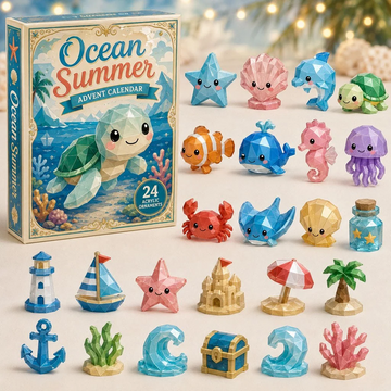 Ocean Tropical Advent Calendar 2026 - 24-Day Countdown, Acrylic Charms Every Day Bring New Suprises