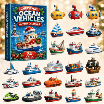 Ocean Vehicles Advent Calendar 2026 - 24-Day Countdown, Acrylic Charms Every Day Bring New Suprises