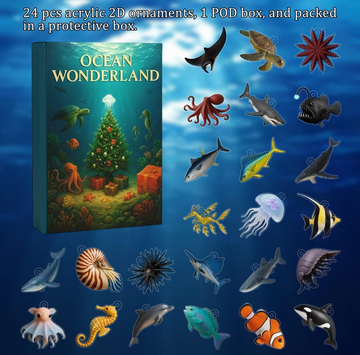 Ocean Wonderland Advent Calendar 2025 24 Sea Animal Figurines Countdown Box Marine Christmas Decor Gift For Ocean Lovers Gift For Kids