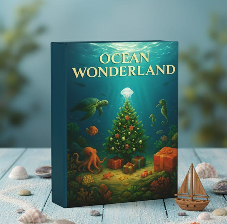 Ocean Wonderland Advent Calendar 2025 24 Sea Animal Figurines Countdown Box Marine Christmas Decor Gift For Ocean Lovers Gift For Kids