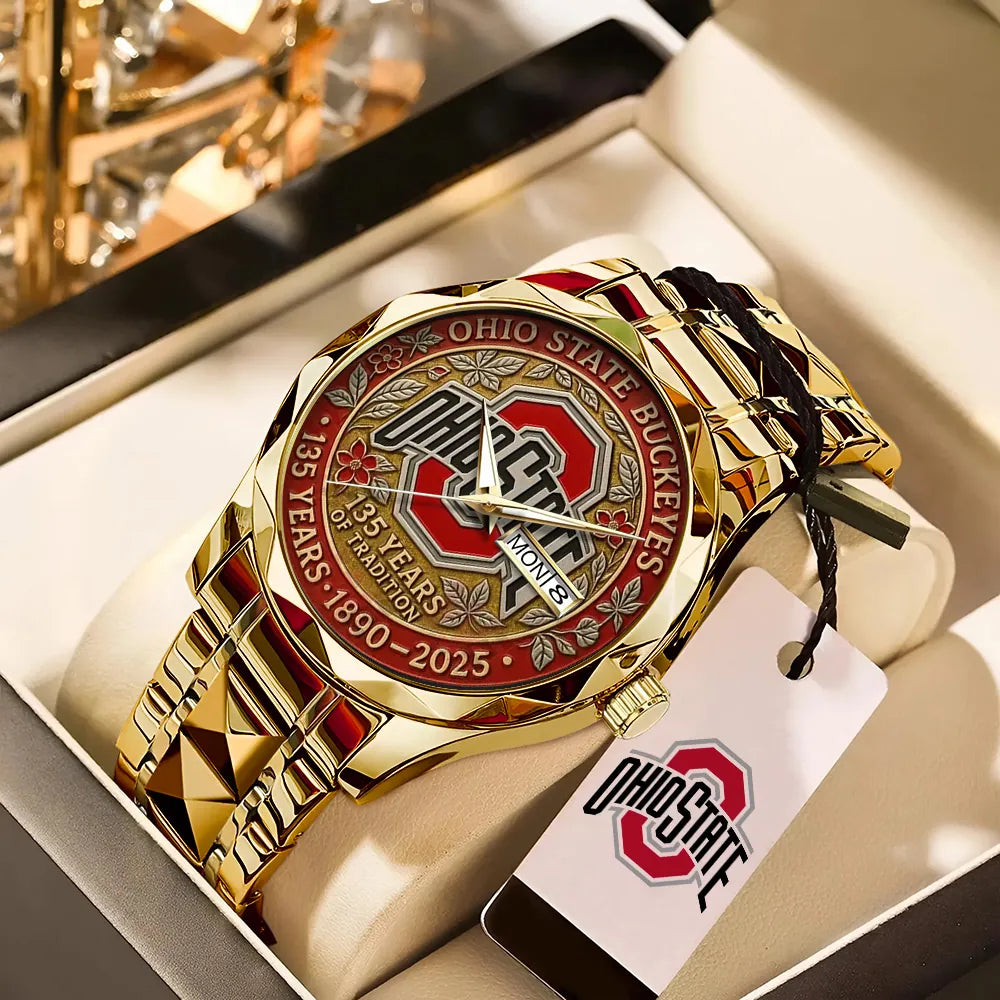 Ohio State Buckeyes Football Alloy Luxury Quartz Watch-PFZ10130