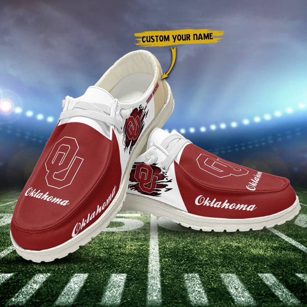 Oklahoma Sooners Hey Dude Shoes, NCAA Shoes, White Hey Dudes - Ingenious Gifts Your Whole Family