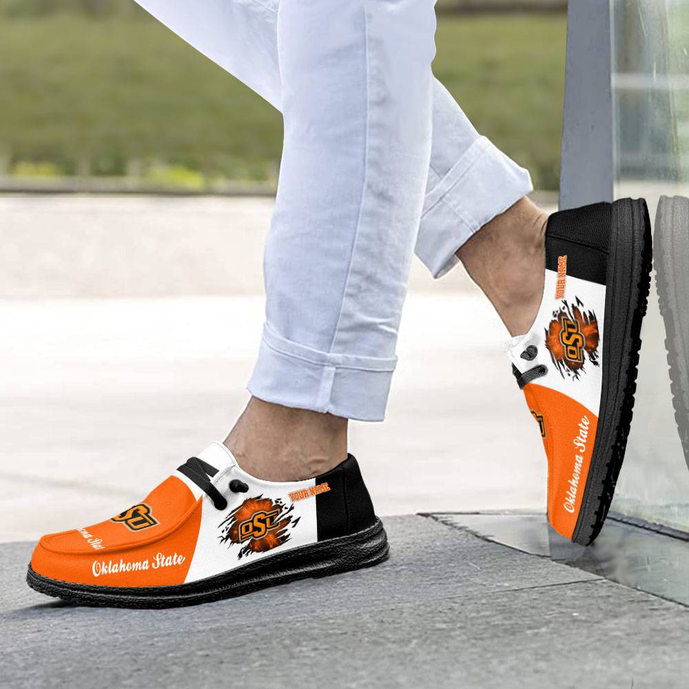 Oklahoma State Cowboys Hey Dude Shoes, NCAA Shoes, White Hey Dudes - Ingenious Gifts Your Whole Family