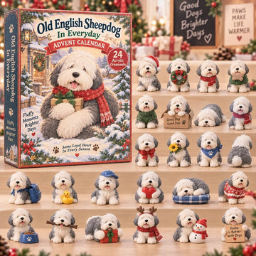 Old English Sheepdog In Everyday Advent Calendar 2026 - 24-Day Countdown, Acrylic Charms