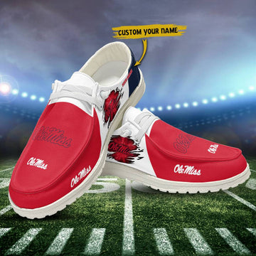 Ole Miss Rebels Dude Hey Dude Shoes, NCAA Shoes, White Hey Dudes - Ingenious Gifts Your Whole Family
