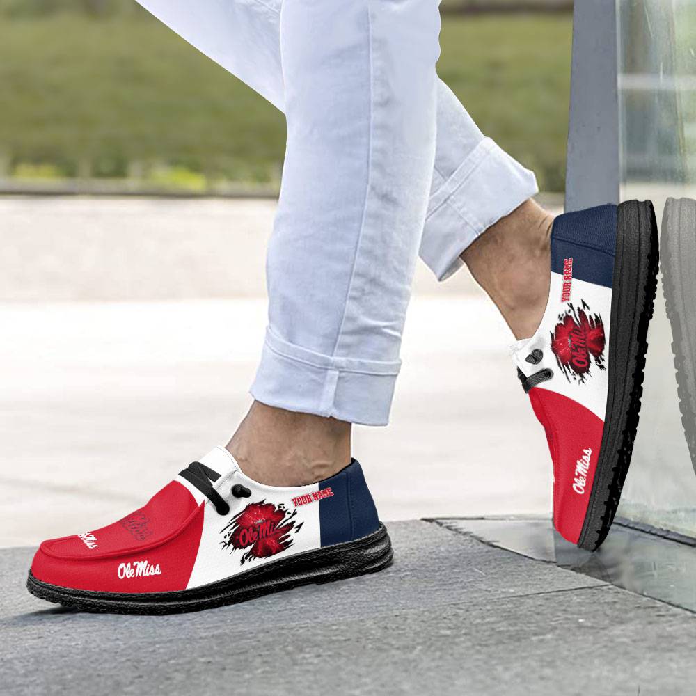 Ole Miss Rebels Dude Hey Dude Shoes, NCAA Shoes, White Hey Dudes - Ingenious Gifts Your Whole Family
