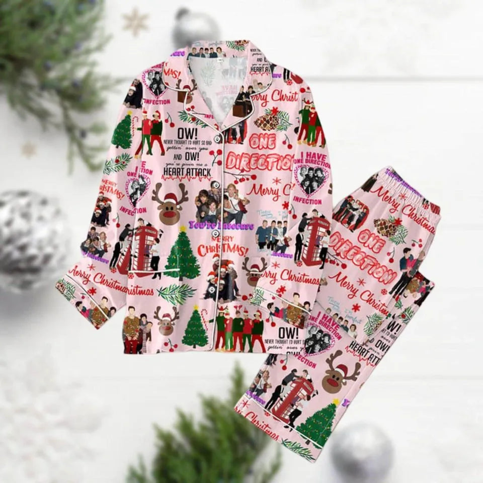 One D.i.rection Christmas Satin Pajamas, World Tour Band Satin Pajamas, 1D Tour Christmas Satin Pajamas, Music Lover Gifts