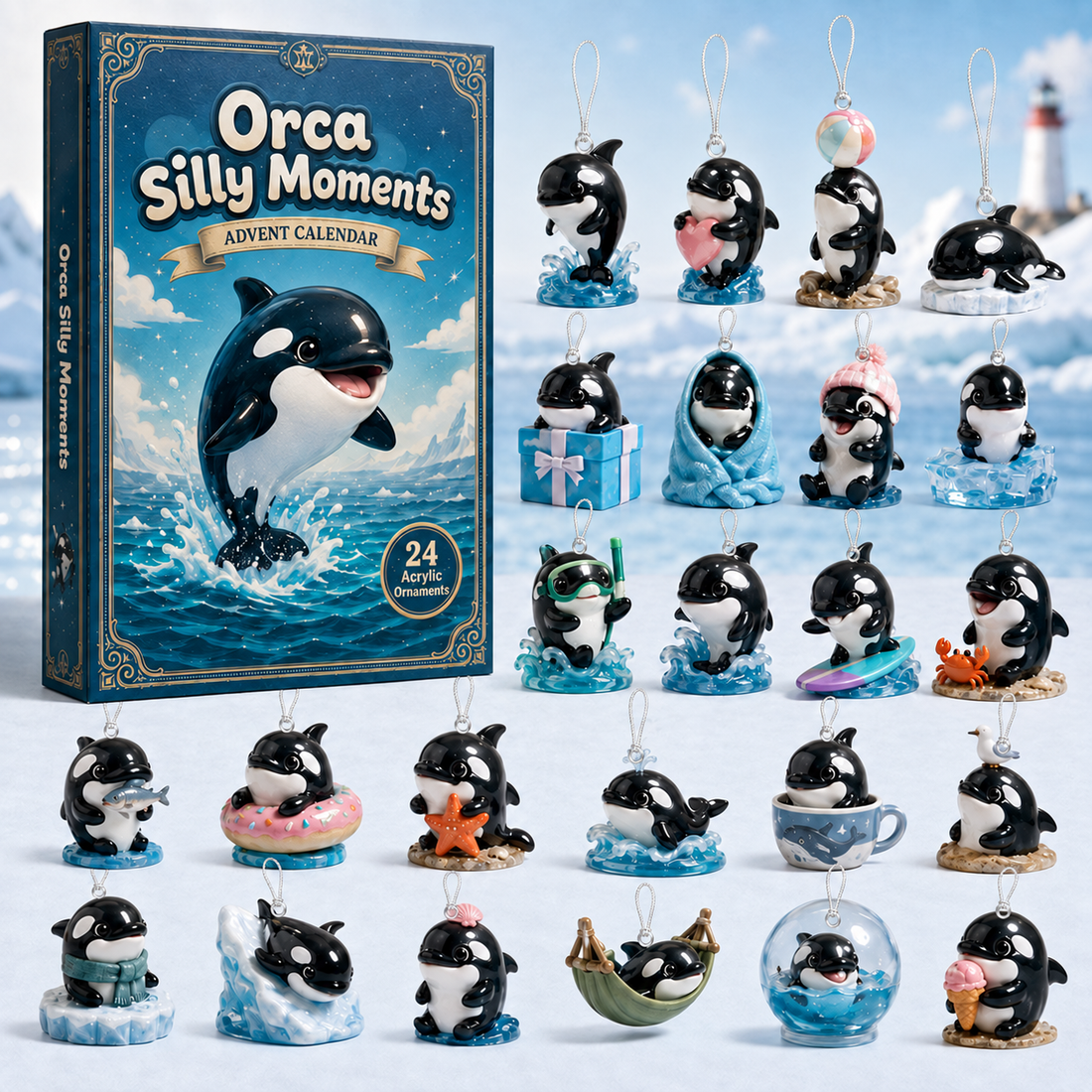 Orca Silly Moments Advent Calendar 2026 24 Day Festive Countdown Acrylic Charms Blind Box Gift For Orca Lovers