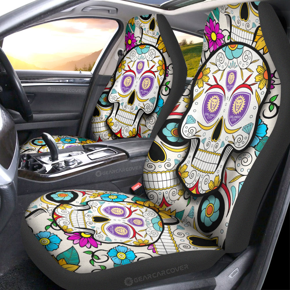 Orlando City SC Car Seat Covers Custom Sugar Skull Car Accessories