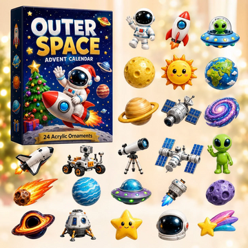Outer Space Advent Calendar 2026 - 24-Day Countdown, Acrylic Charms Every Day Bring New Suprises