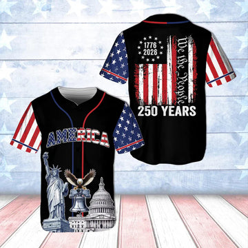 Patriotic 250 Years Baseball Jersey, USA Flag We The People Shirt, 1776-2026 Independence Day Apparel 685211-1
