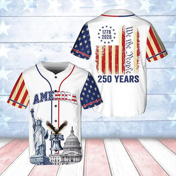 Patriotic 250 Years Baseball Jersey, USA Flag We The People Shirt, 1776-2026 Independence Day Apparel 685211-3