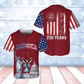 Patriotic 250 Years Baseball Jersey, USA Flag We The People Shirt, 1776-2026 Independence Day Apparel 685211
