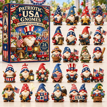 Patriotic Gnome Advent Calendar 2026 - 24-Day Countdown, Acrylic Charms