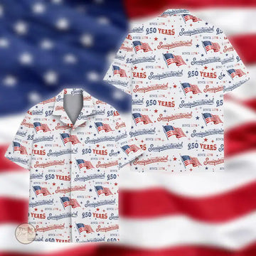 Patriotic Semiquincentennial Hawaii Shirt, 250 Years USA Anniversary Button Shirt