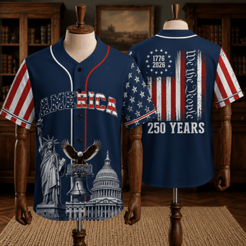 Patriotic Statue of Liberty 1776–2026 – USA 250th Anniversary Baseball Jersey Unisex Shirt-13