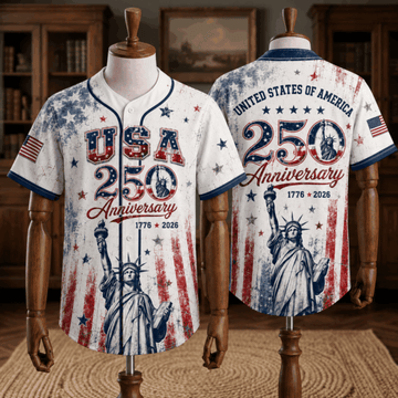 Patriotic Statue of Liberty 1776–2026 – USA 250th Anniversary Baseball Jersey Unisex Shirt-4
