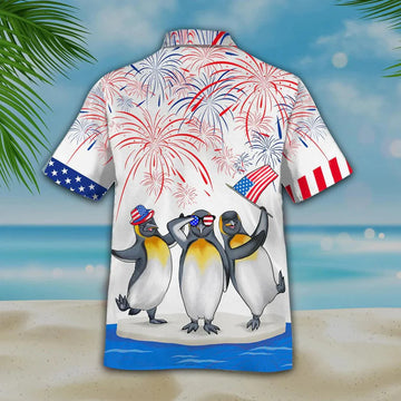 Penguin American Aloha Hawaiian Shirts For Summer, Happy Independence Day Is Coming Aloha Hawaiian Shirt For Men Women, Penguin Lover, Fourth Of July