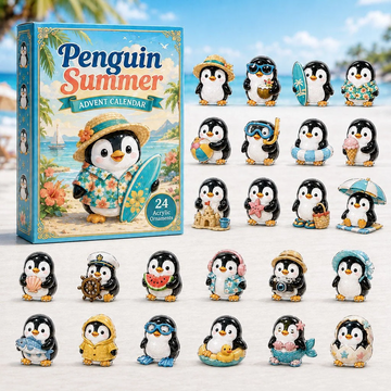 Penguin Summer Advent Calendar 2026 - 24-Day Countdown, Acrylic Charms Every Day Bring New Suprises