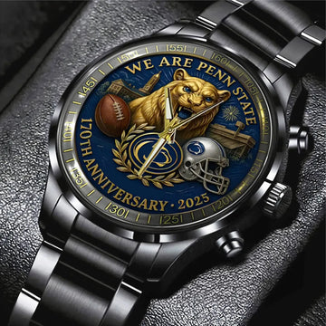 Penn State Nittany Lions Football 170th Anniversary 2025 Black Stainless Steel Watch – TANTN16147