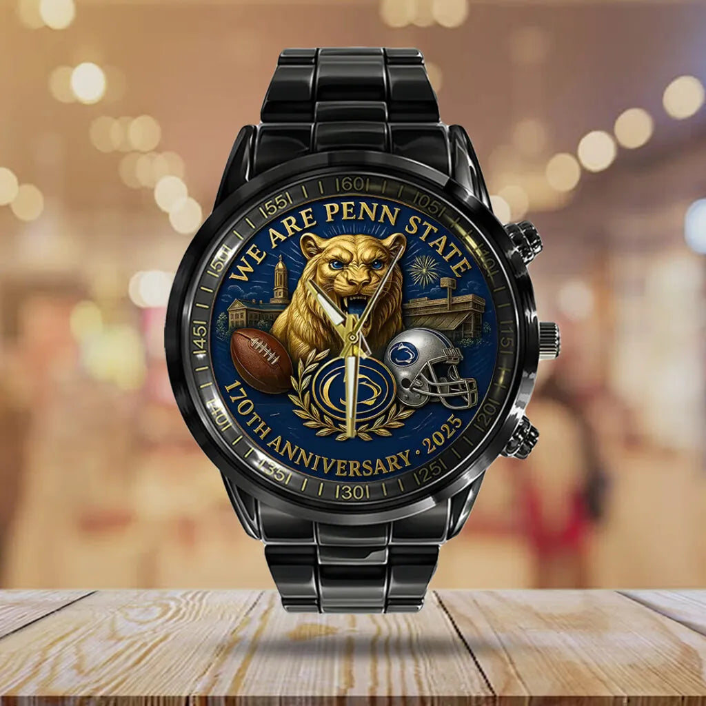 Penn State Nittany Lions Football 170th Anniversary 2025 Black Stainless Steel Watch – TANTN16147